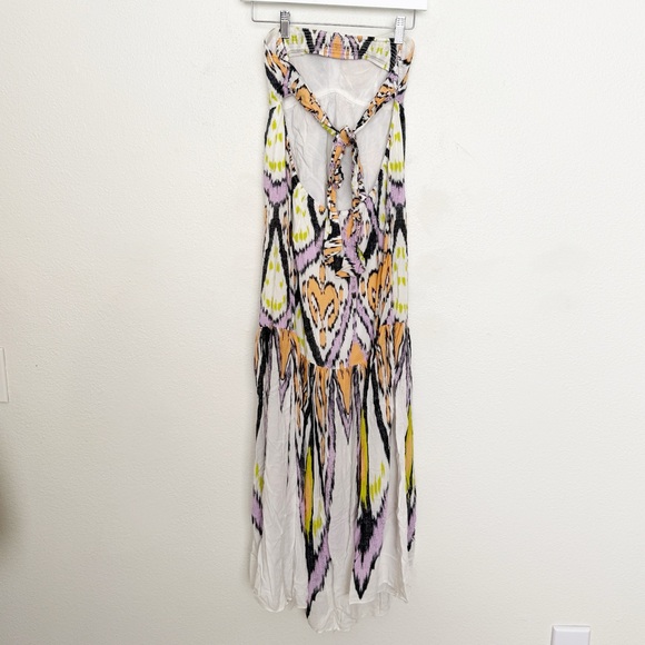 Free People Mojave Aztec Strapless Tie Smocked Open Back Maxi Dress - Picture 4 of 11